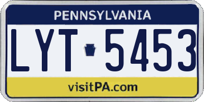 PA license plate LYT5453