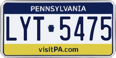 PA license plate LYT5475