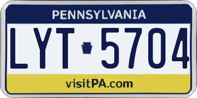PA license plate LYT5704
