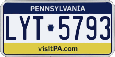 PA license plate LYT5793