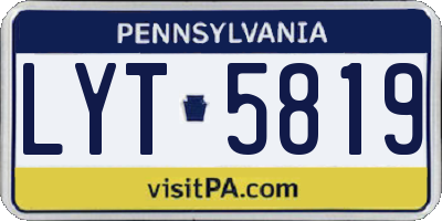 PA license plate LYT5819