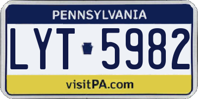 PA license plate LYT5982