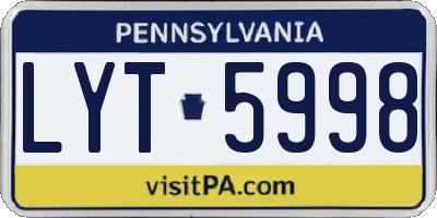 PA license plate LYT5998