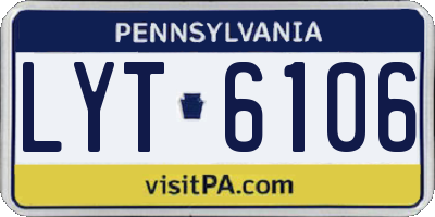 PA license plate LYT6106