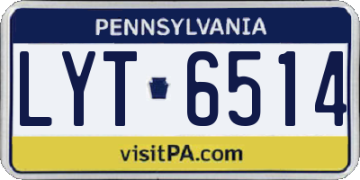 PA license plate LYT6514