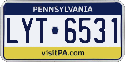 PA license plate LYT6531