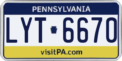 PA license plate LYT6670