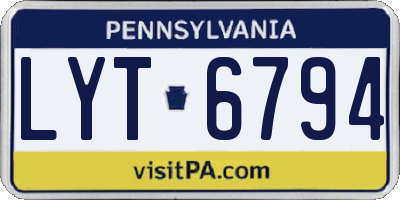 PA license plate LYT6794