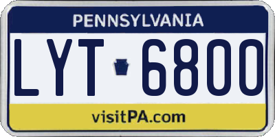 PA license plate LYT6800
