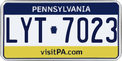 PA license plate LYT7023