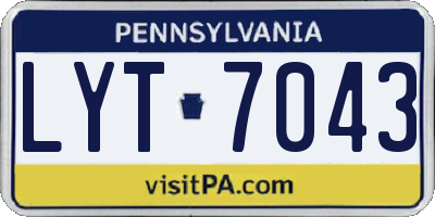PA license plate LYT7043