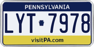 PA license plate LYT7978