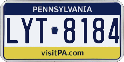 PA license plate LYT8184