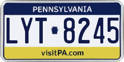 PA license plate LYT8245