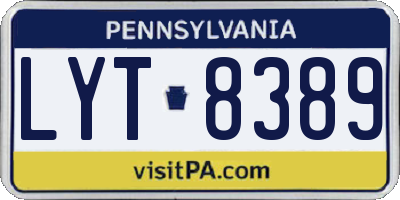 PA license plate LYT8389