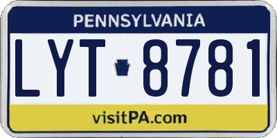 PA license plate LYT8781