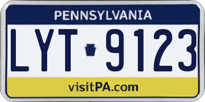PA license plate LYT9123
