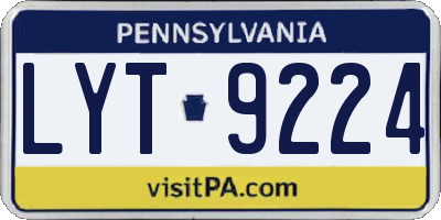 PA license plate LYT9224