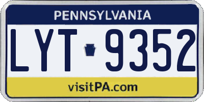 PA license plate LYT9352