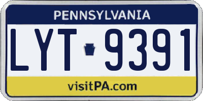 PA license plate LYT9391