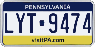 PA license plate LYT9474