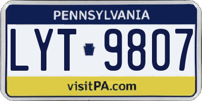 PA license plate LYT9807