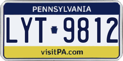 PA license plate LYT9812