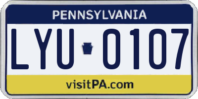 PA license plate LYU0107