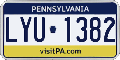 PA license plate LYU1382