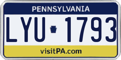 PA license plate LYU1793