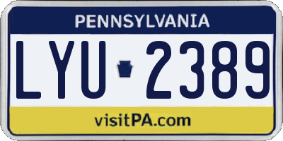PA license plate LYU2389
