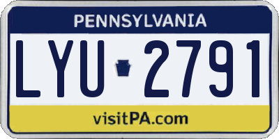 PA license plate LYU2791