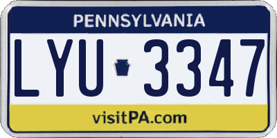 PA license plate LYU3347