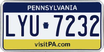 PA license plate LYU7232