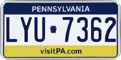 PA license plate LYU7362