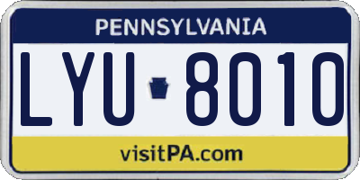 PA license plate LYU8010