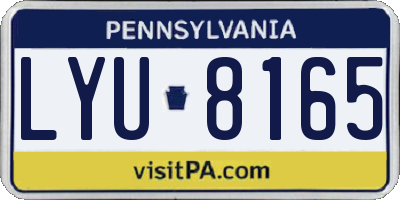 PA license plate LYU8165