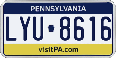 PA license plate LYU8616