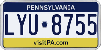 PA license plate LYU8755