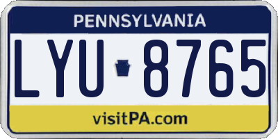 PA license plate LYU8765