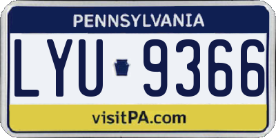 PA license plate LYU9366