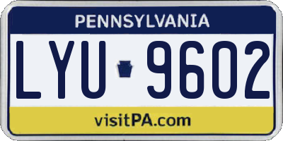 PA license plate LYU9602