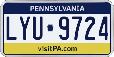 PA license plate LYU9724