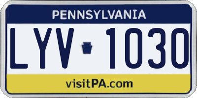 PA license plate LYV1030