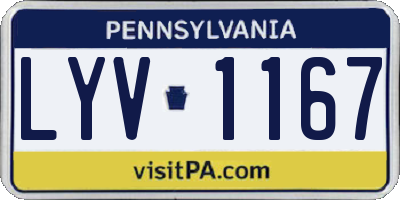 PA license plate LYV1167