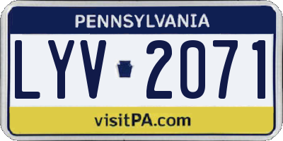 PA license plate LYV2071