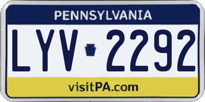 PA license plate LYV2292