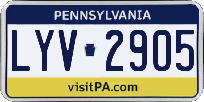 PA license plate LYV2905