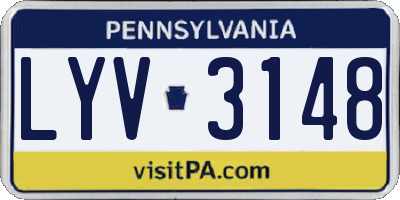 PA license plate LYV3148