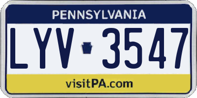 PA license plate LYV3547